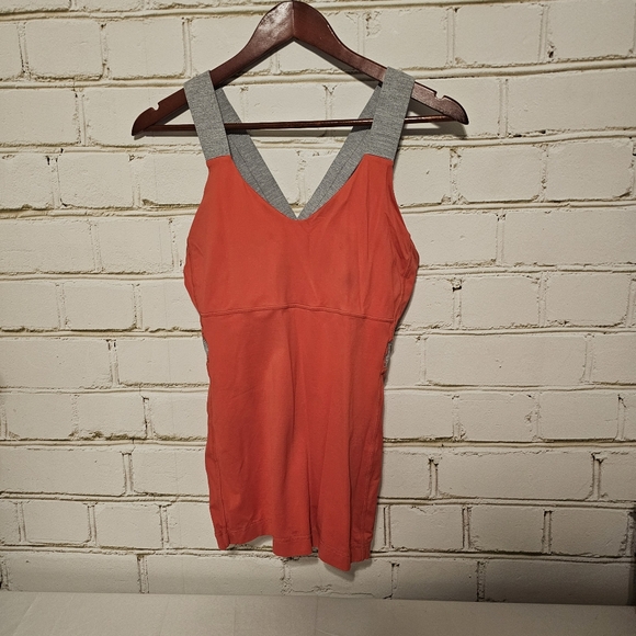 Lululemon Push Your Limits Tank Top Size 12 Coral Orange and Gray - Picture 1 of 8